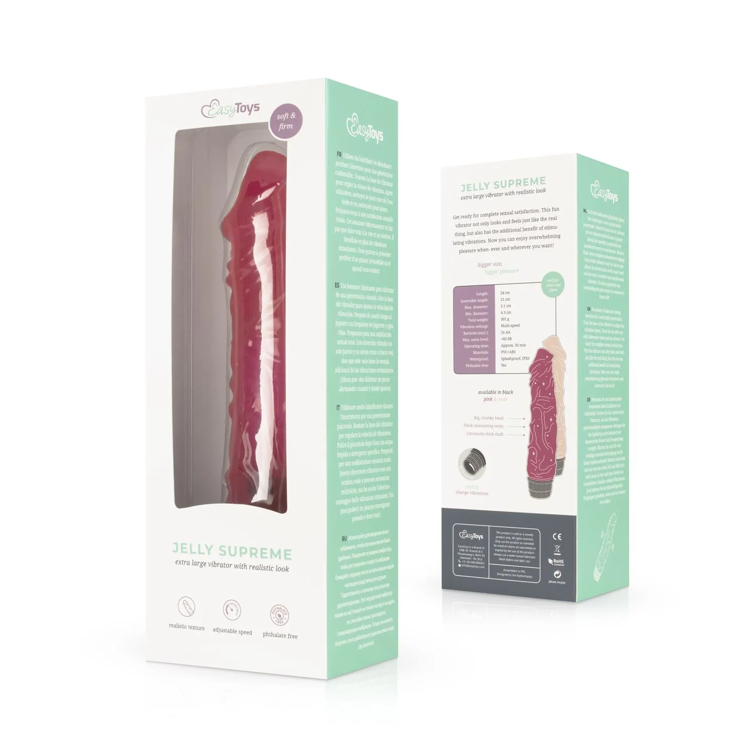 Easytoys Vibe Collection Jelly Supreme - Vibrador Realista - Rosa/brillo 8 Easytoys Vibe Collection Jelly Supreme - Vibrador Realista - Rosa/brillo - Imagen 6
